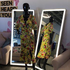 Saloni Floral Print Midi Length Dress